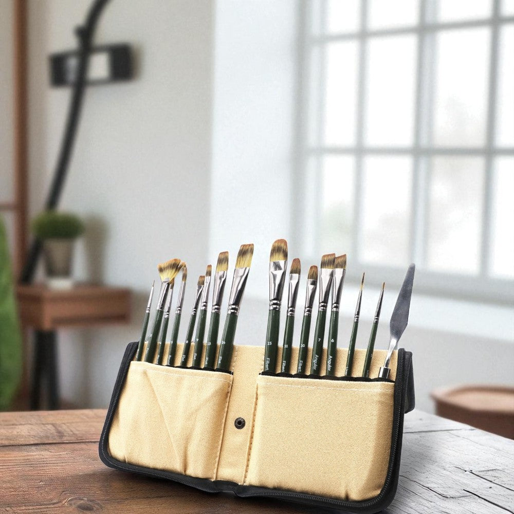 Mont Marte Signature Brush Set with Easel Wallet - 17pc Mont Marte